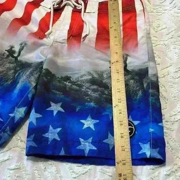 Hollister American Flag Stars and Stripes Beach Swim Trunks. Men's Size 30 - Picture 10 of 11